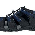 Trekkingsandale von West Style in Schwarz-Blau, mit geschlossener Zehenkappe, elastischer Schnürung und Fersenriemen